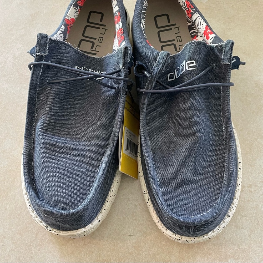 Hey Dude Wally Stretch Blue shoes size 11 or 14 men’s loafers NWT